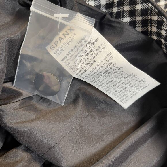 SPANX Womens Size XL Ponte Lady Jacket Stretch Jacquard Black Plaid Blazer NEW - Picture 8 of 12